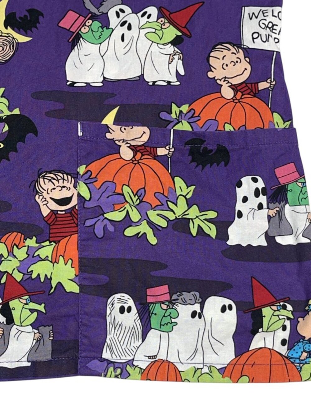 PEANUTS Womens Scrub Top Halloween Great Pumpkin Charlie Brown Plus Sz 2X Purple - Picture 8 of 10